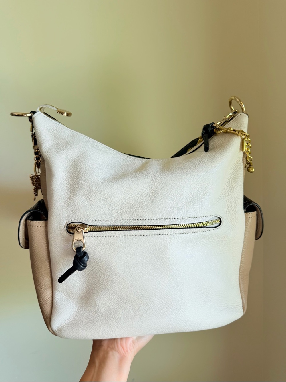 Coach Pennie Shoulder Bag in Colorblock Pebbled Leather (Chalk/Multi) - Picture 3 of 9